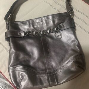 Coach Shimmering Silver Shoulder Bag